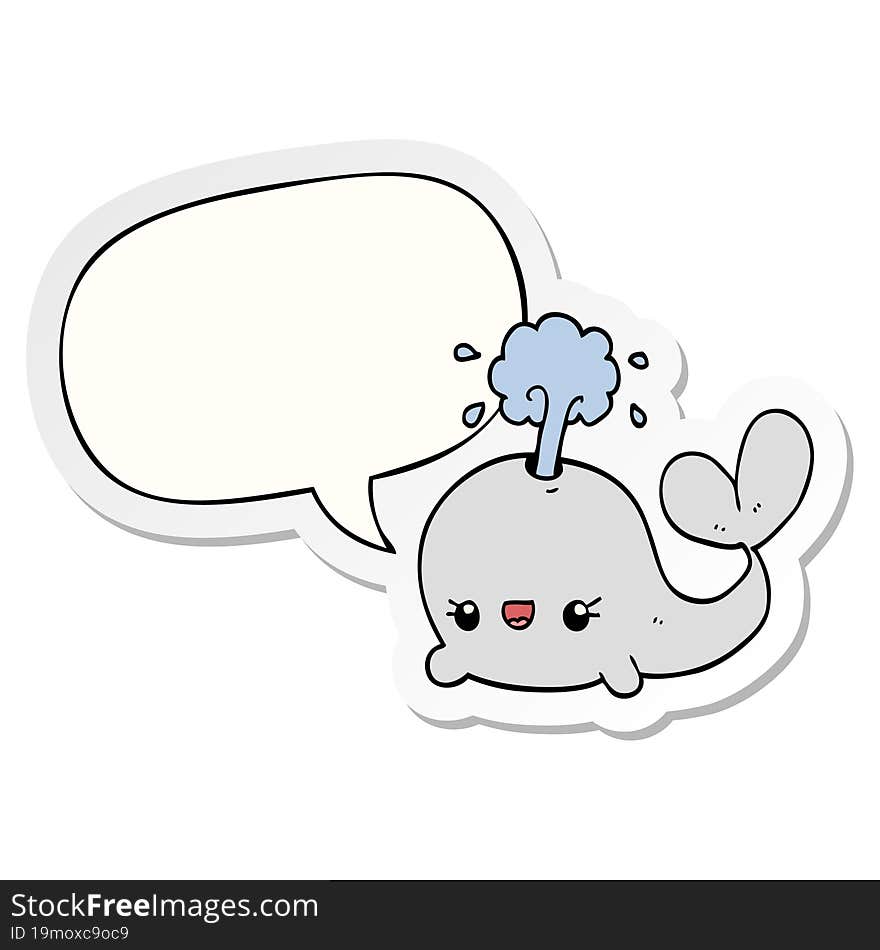 cute cartoon whale and speech bubble sticker