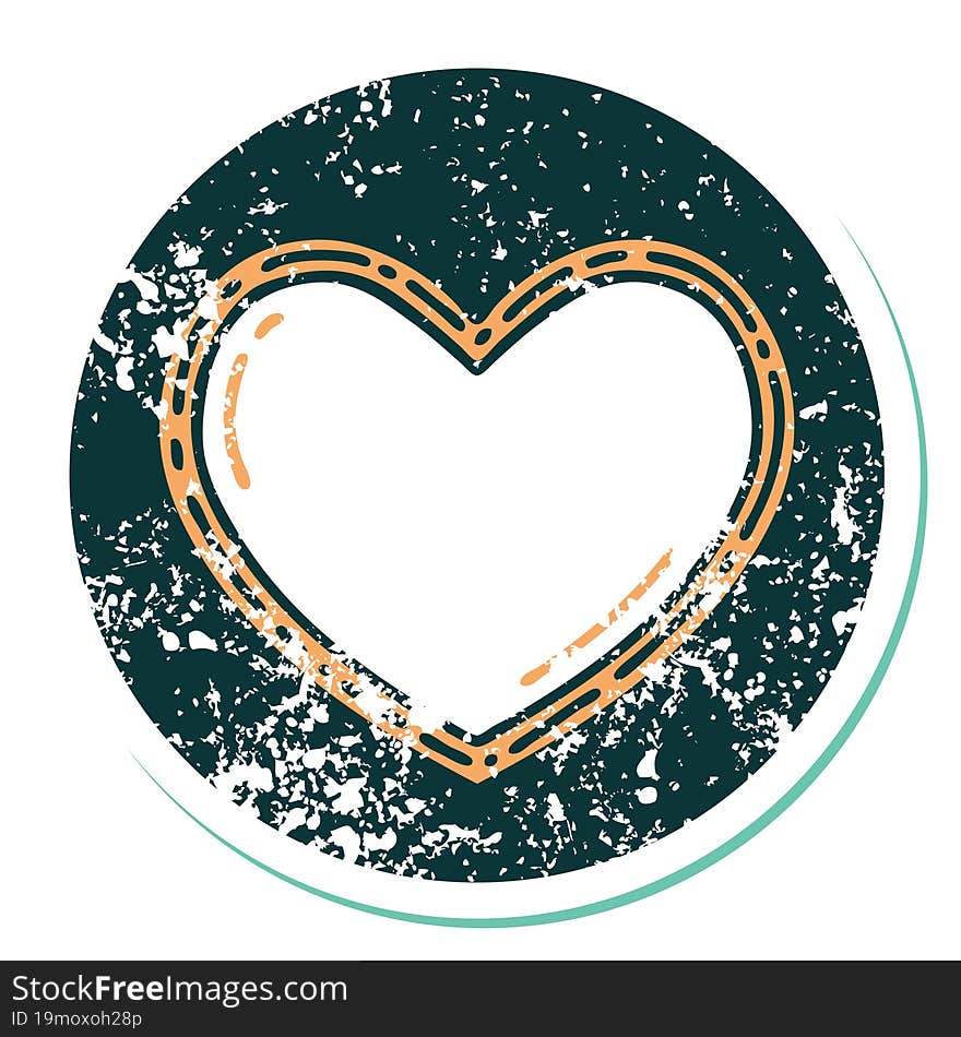 iconic distressed sticker tattoo style image of a heart. iconic distressed sticker tattoo style image of a heart