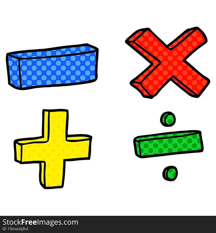 cartoon math symbols. cartoon math symbols