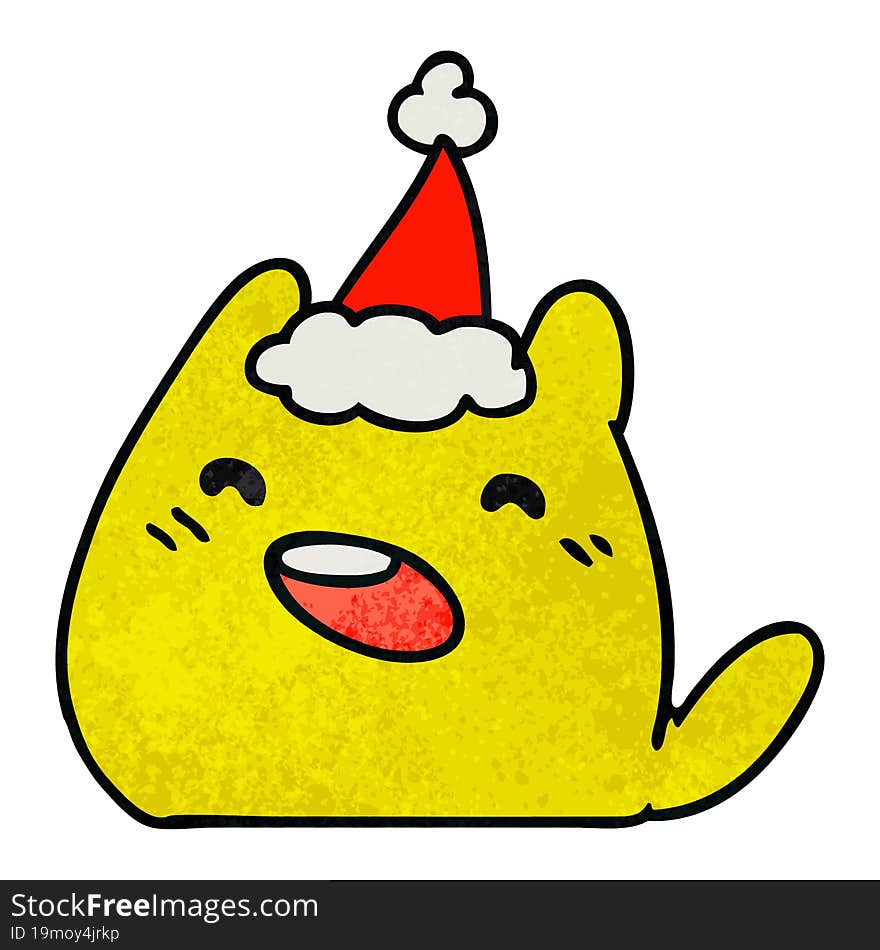 christmas textured cartoon of kawaii cat