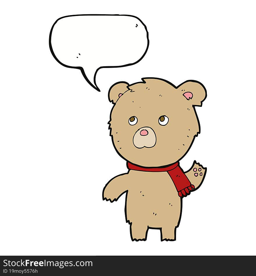 cartoon teddy bear with speech bubble