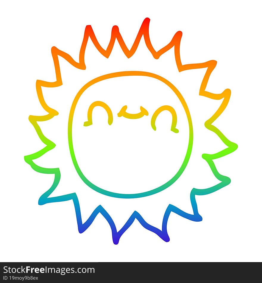 rainbow gradient line drawing cartoon happy sunshine