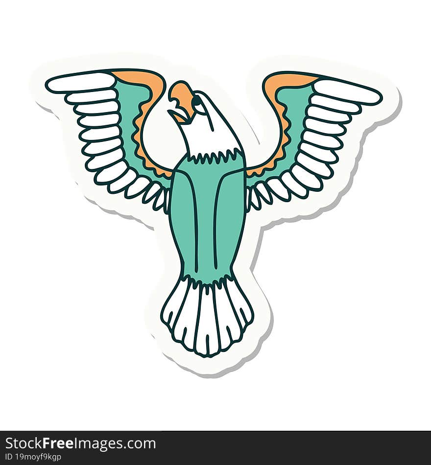 tattoo style sticker of an american eagle