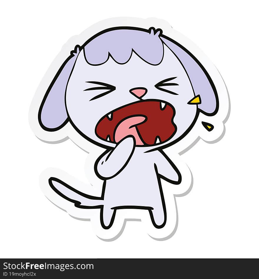 sticker of a cute cartoon dog barking