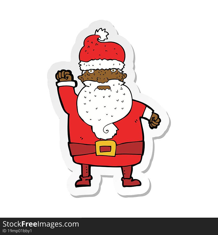 sticker of a cartoon angry santa claus