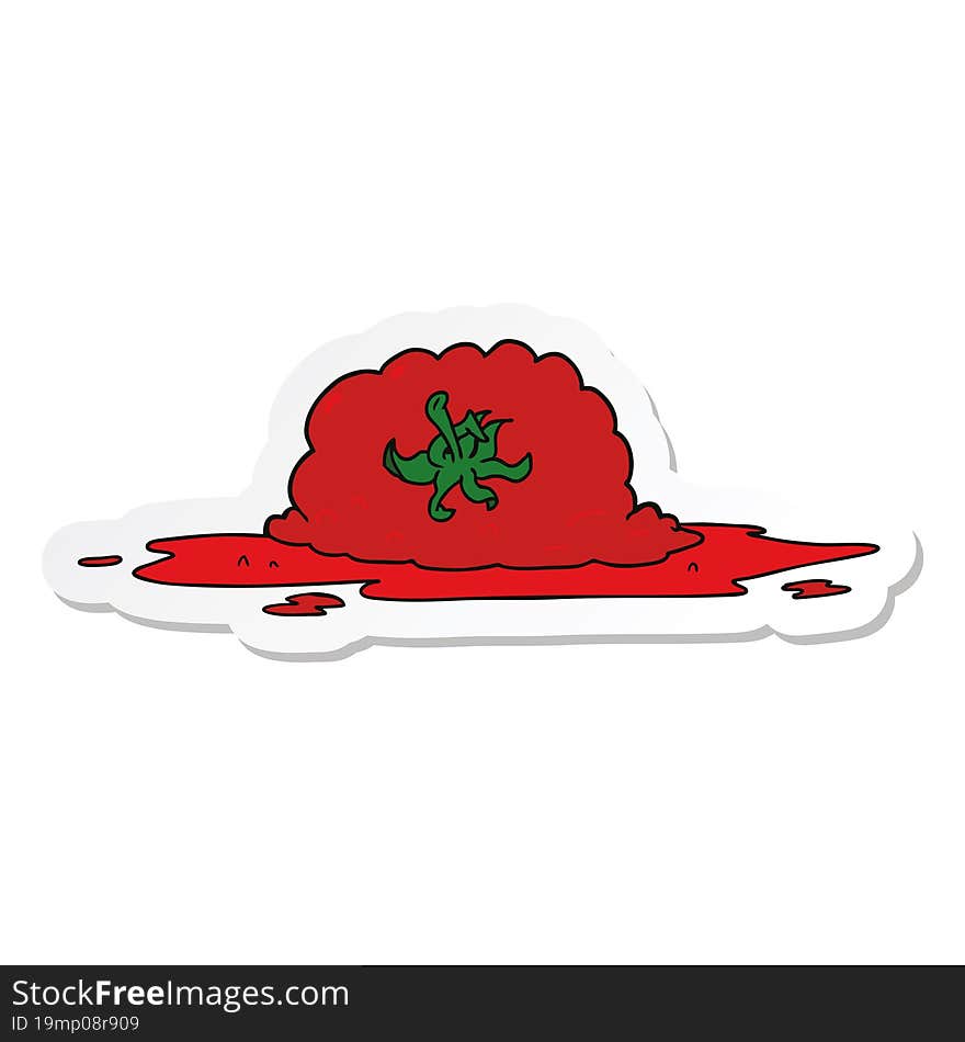 Sticker Of A Cartoon Squashed Tomato