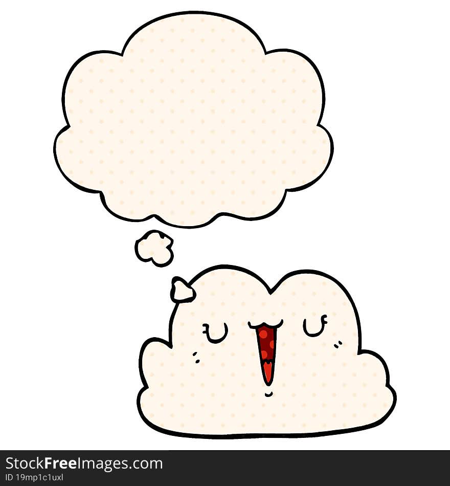 cute cartoon cloud and thought bubble in comic book style