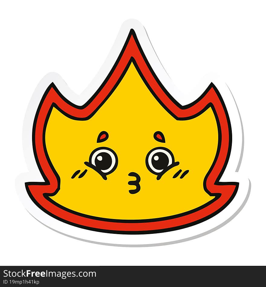 sticker of a cute cartoon fire