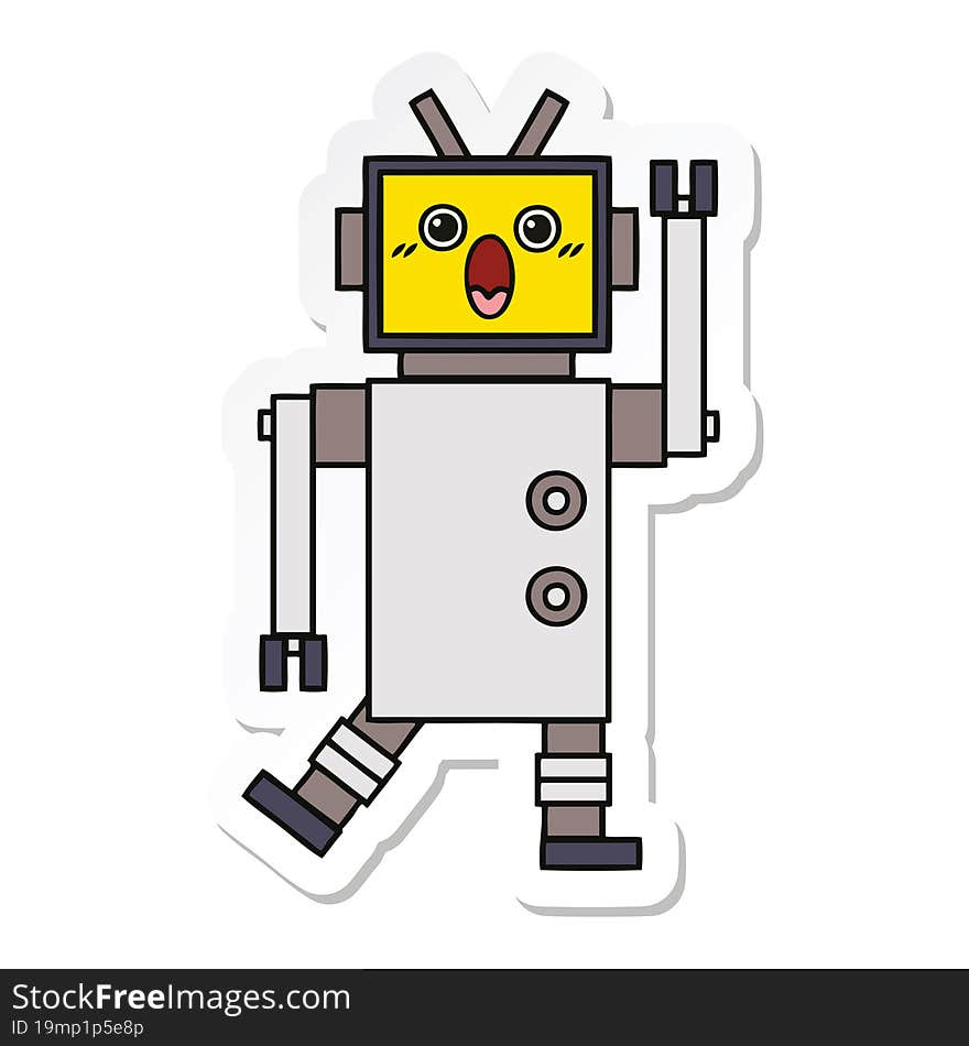 sticker of a cute cartoon robot