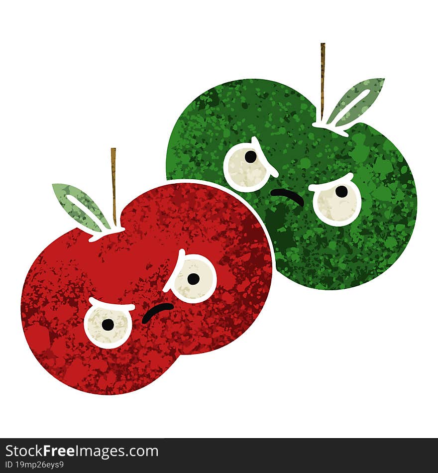 retro illustration style cartoon juicy apple