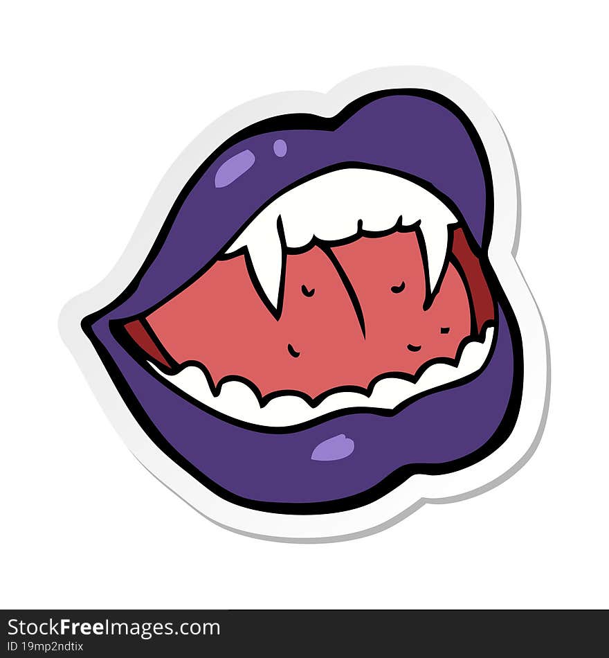 sticker of a cartoon vampire lips