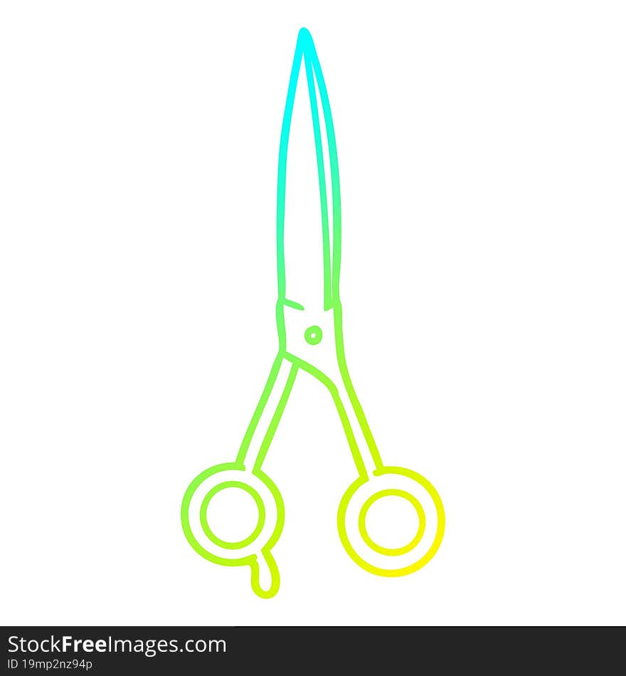 cold gradient line drawing cartoon barber scissors