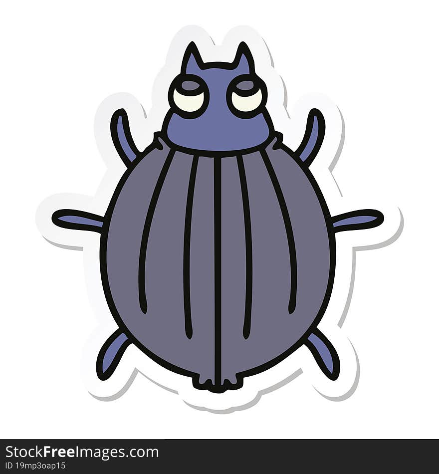 sticker of a quirky hand drawn cartoon beetle