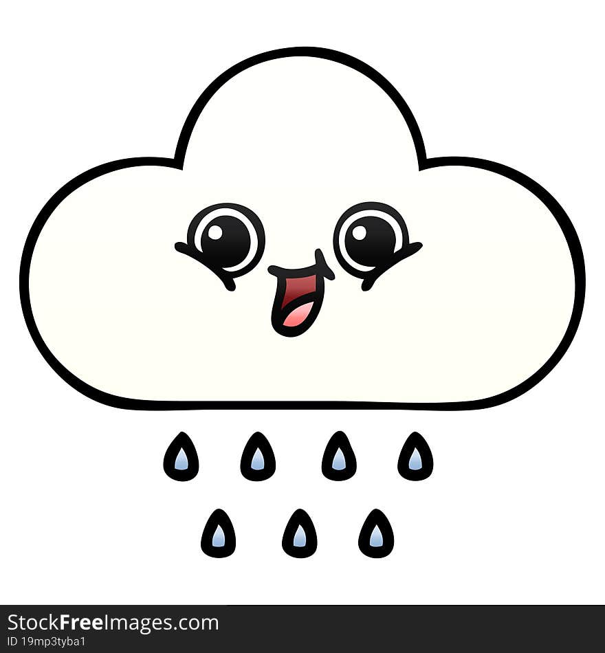 Gradient Shaded Cartoon Rain Cloud