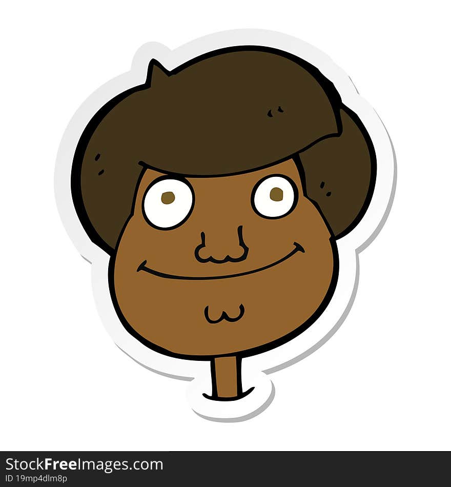 sticker of a cartoon happy boys face