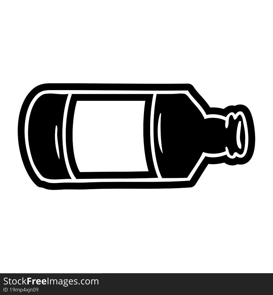 cartoon icon of an old glass bottle. cartoon icon of an old glass bottle