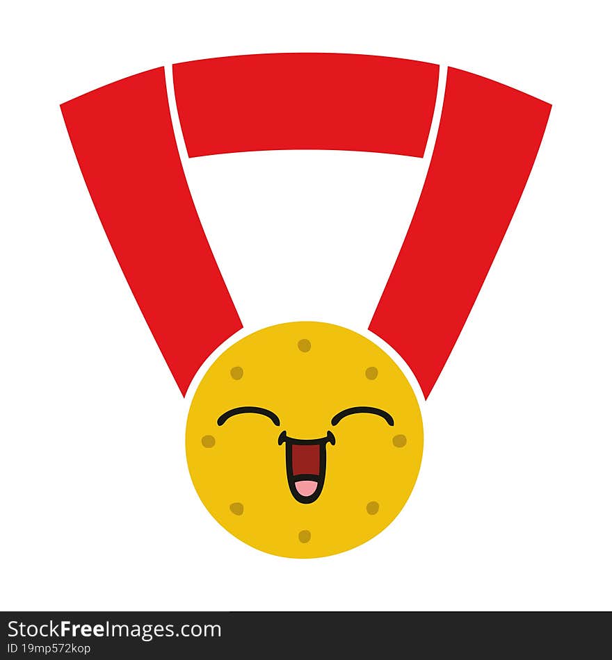 Flat Color Retro Cartoon Gold Medal