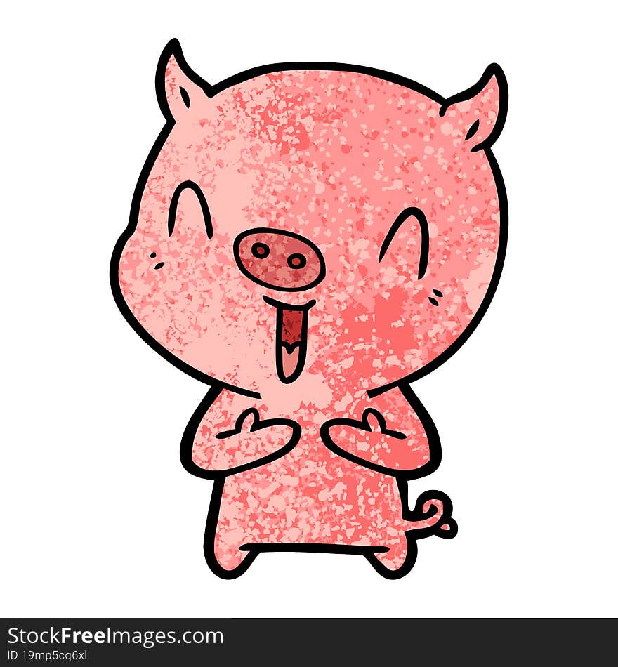 happy cartoon pig. happy cartoon pig