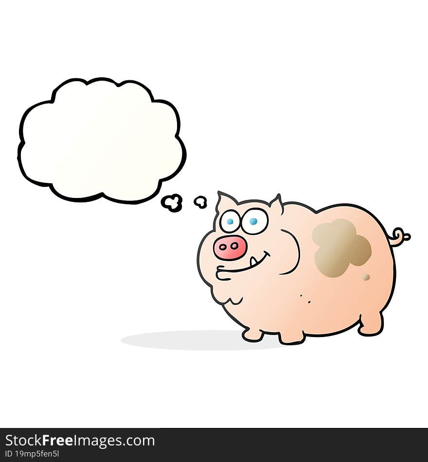 freehand drawn thought bubble cartoon pig