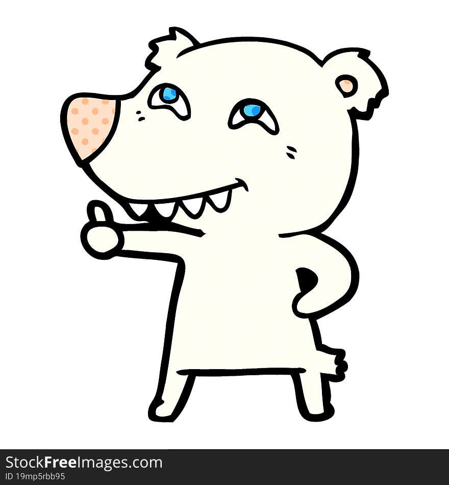 cartoon polar bear giving thumbs up sign. cartoon polar bear giving thumbs up sign