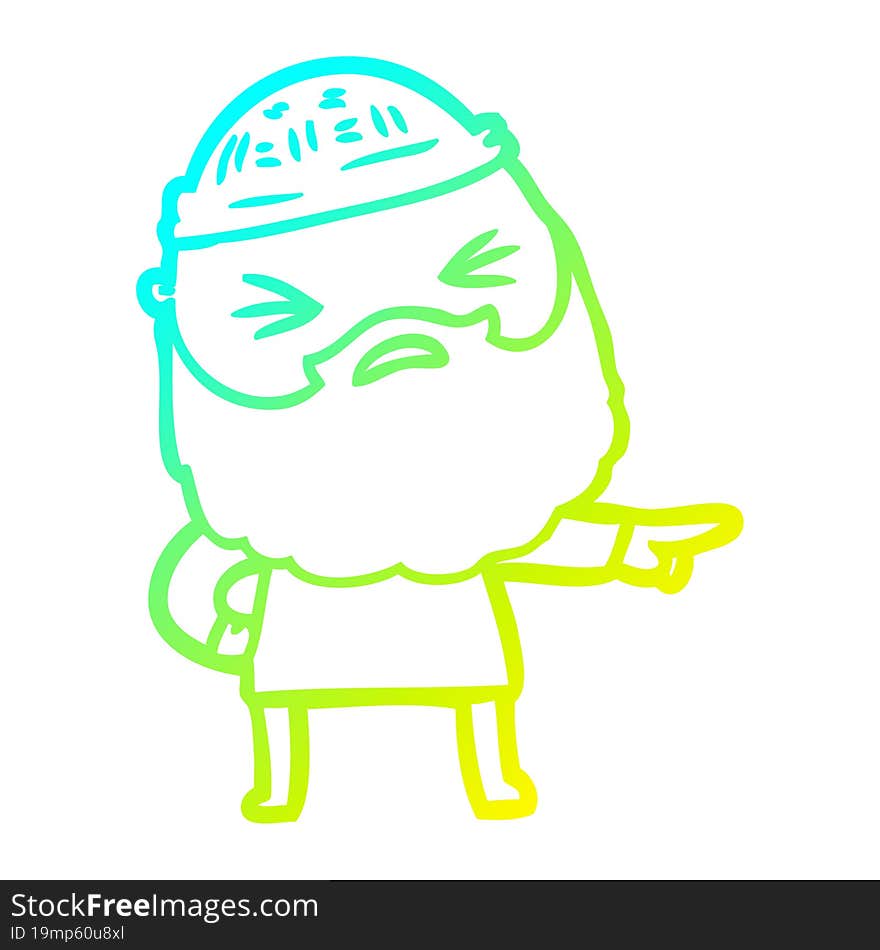 cold gradient line drawing cartoon man with beard