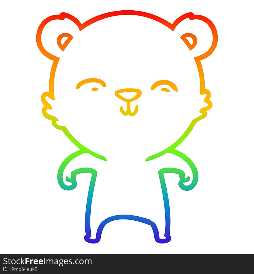 rainbow gradient line drawing happy cartoon bear