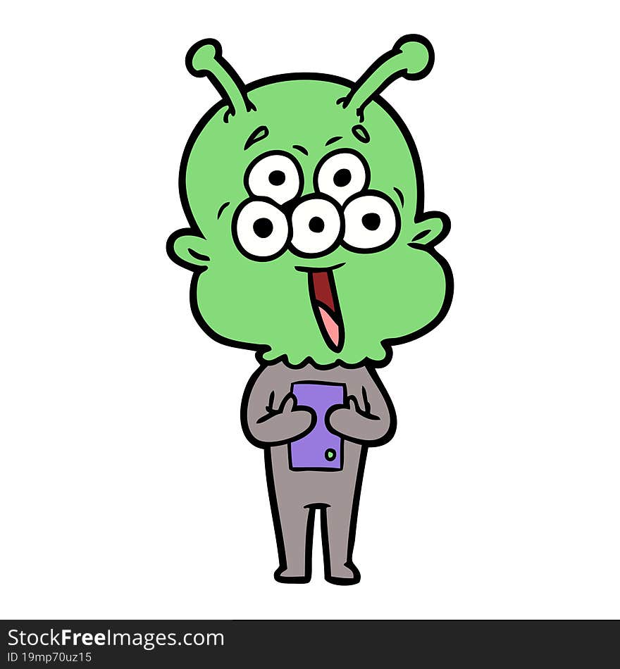 happy cartoon alien. happy cartoon alien