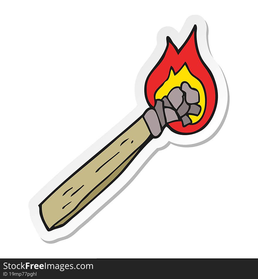 sticker of a cartoon burning wood torch