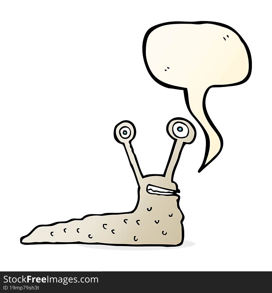 cartoon slug with speech bubble