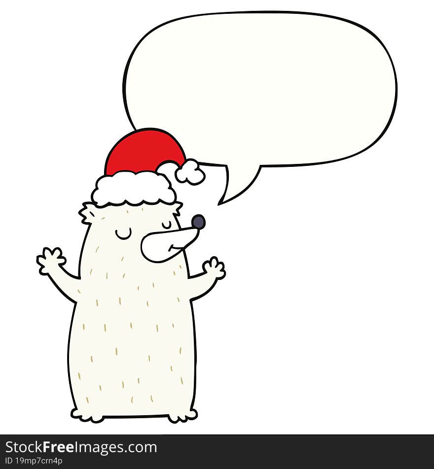 cute cartoon christmas bear and speech bubble