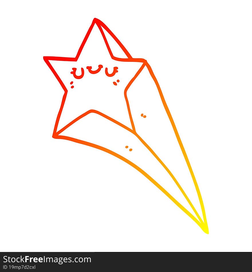 warm gradient line drawing cartoon shooting star