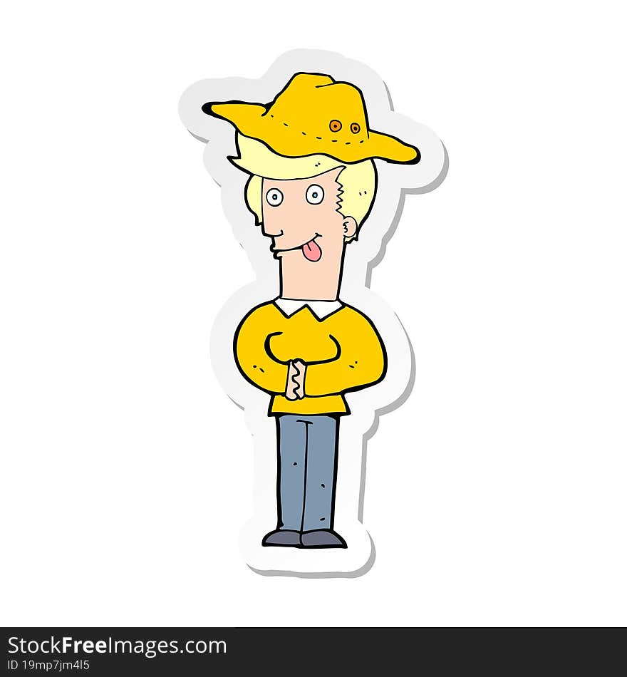 sticker of a cartoon man in hat