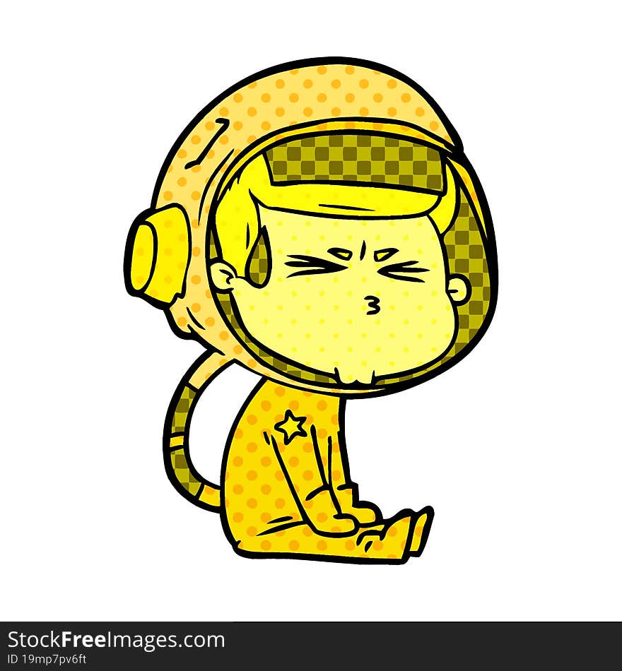 cartoon stressed astronaut. cartoon stressed astronaut