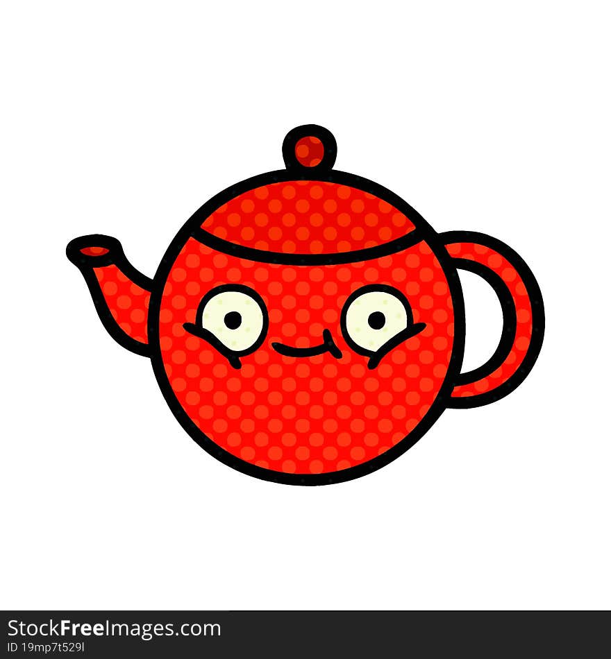 Comic Book Style Cartoon Teapot