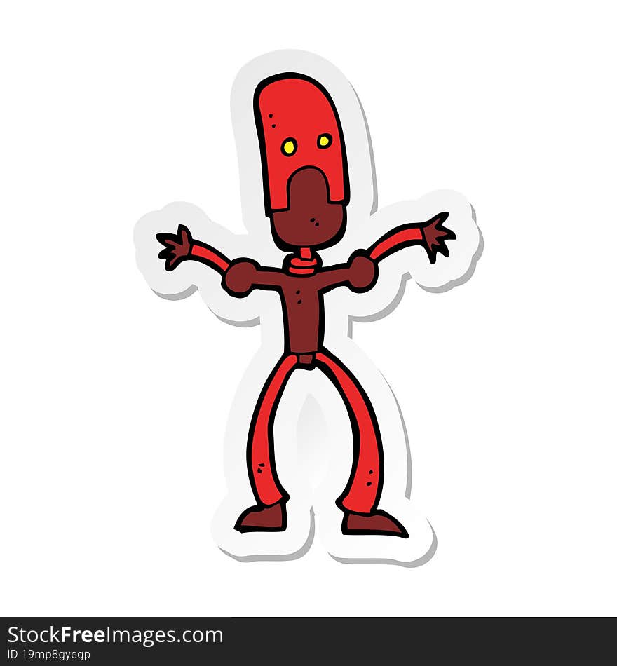 Sticker Of A Cartoon Funny Robot