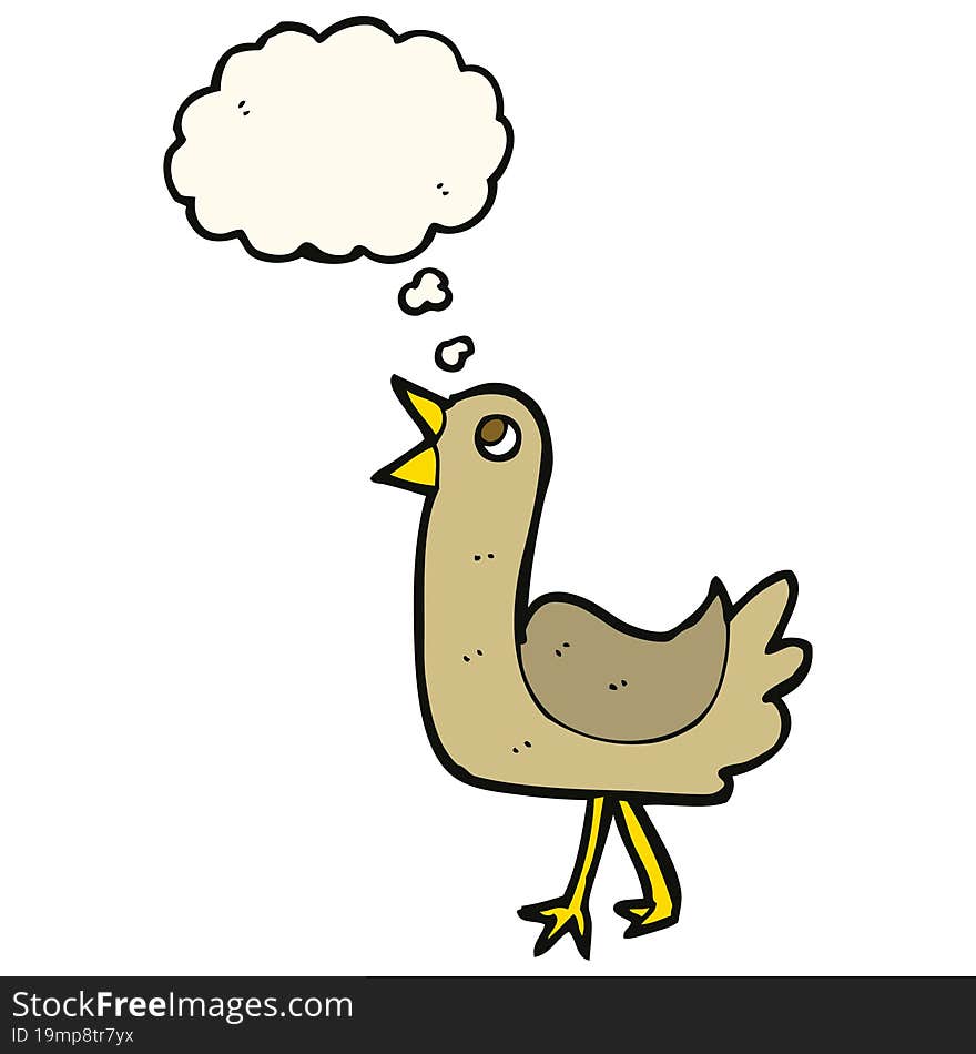 cartoon bird with thought bubble