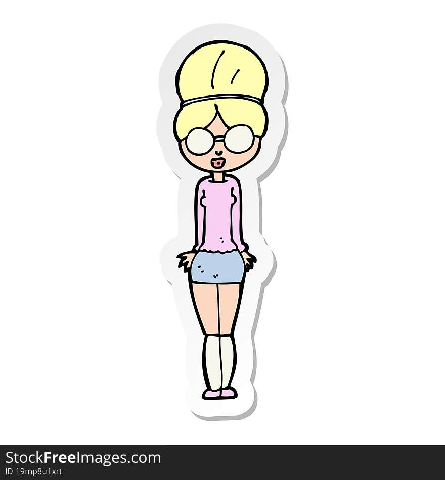 sticker of a cartoon librarian woman