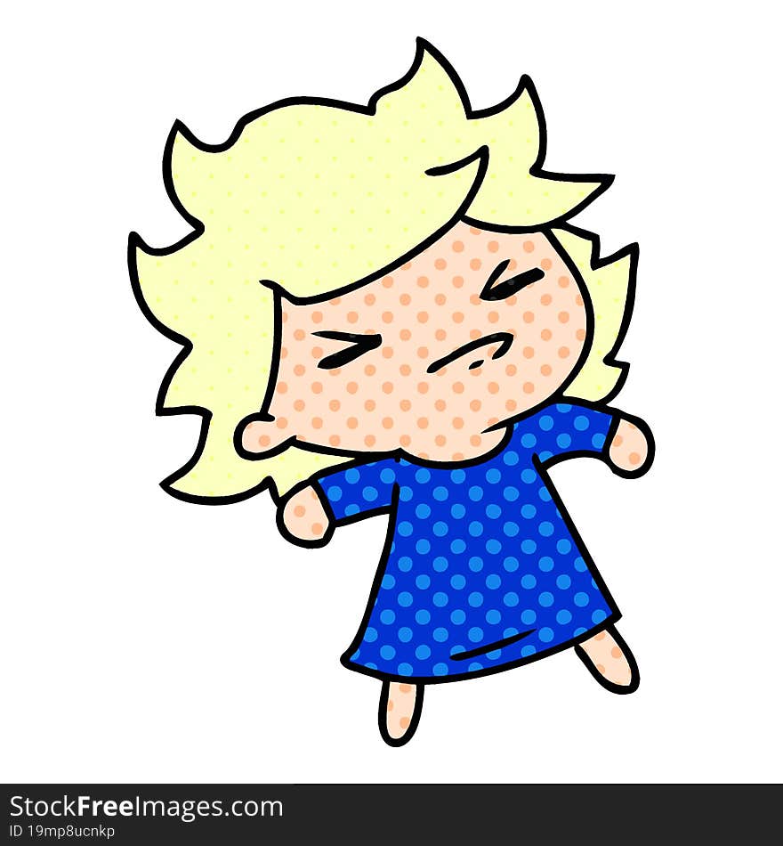 cartoon illustration of a cute kawaii girl. cartoon illustration of a cute kawaii girl