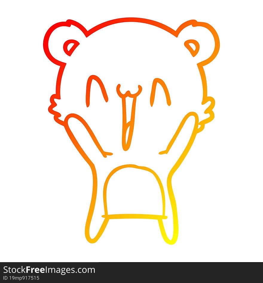 Warm Gradient Line Drawing Happy Bear Cartoon