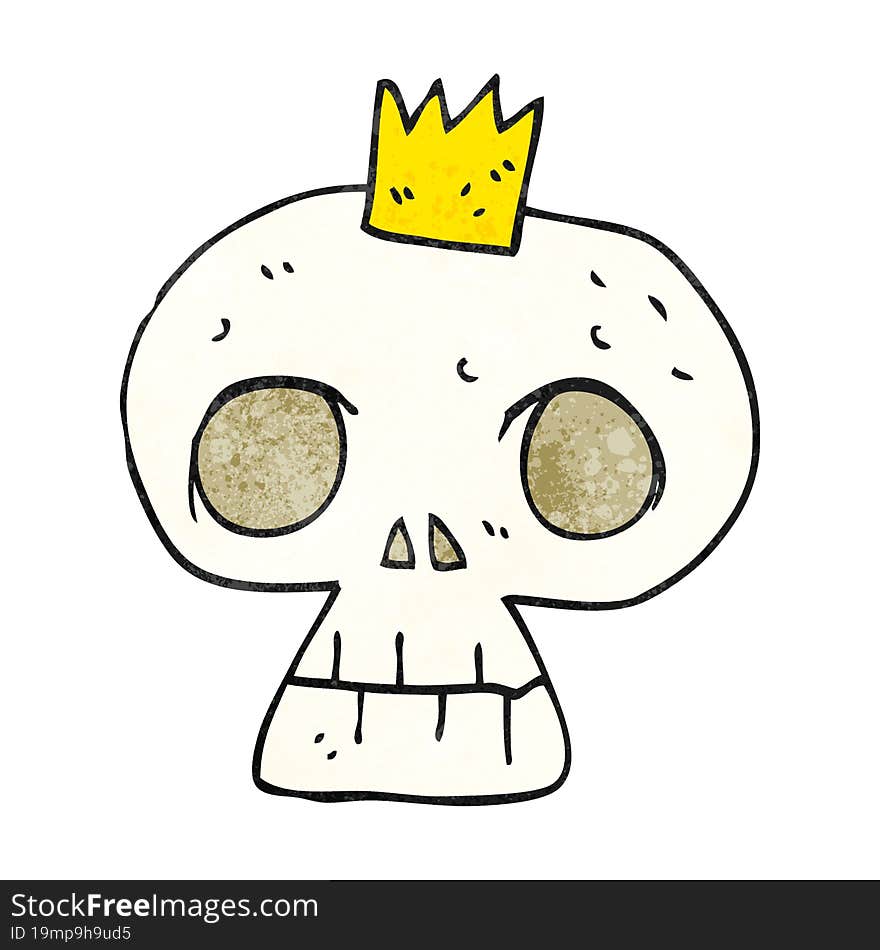 textured cartoon skull with crown