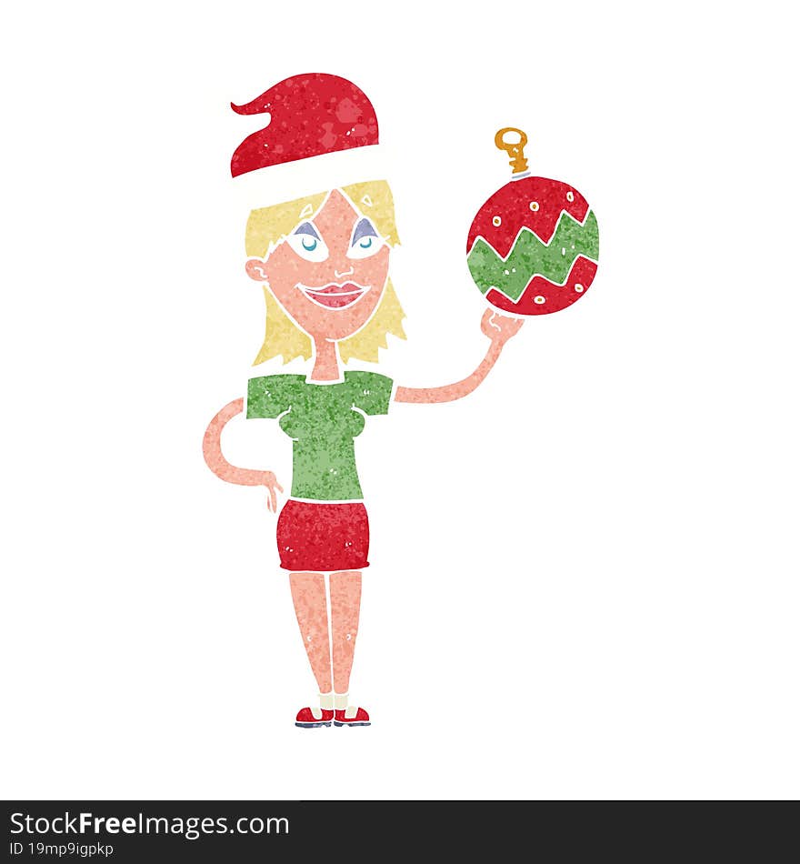 Cartoon Woman Ready For Christmas