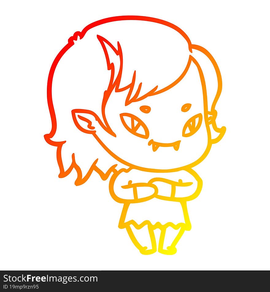 warm gradient line drawing cartoon friendly vampire girl