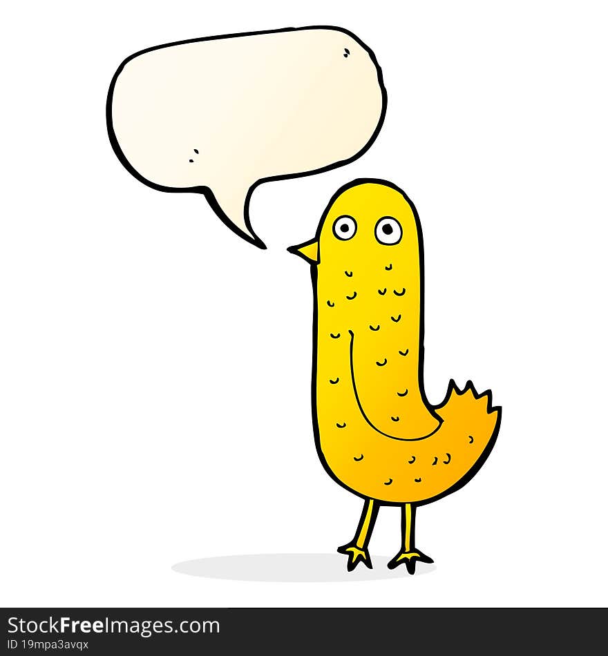 funny cartoon bird with speech bubble