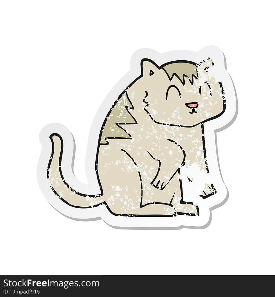 Retro Distressed Sticker Of A Cartoon Cat