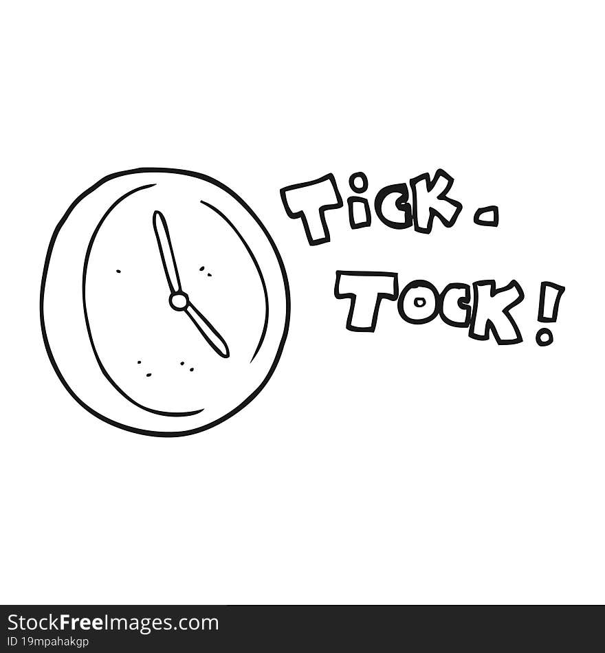 Black And White Cartoon Ticking Clock