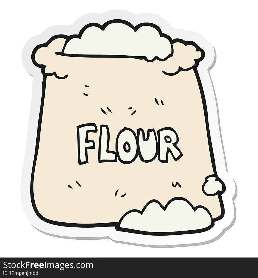 sticker of a cartoon bag of flour