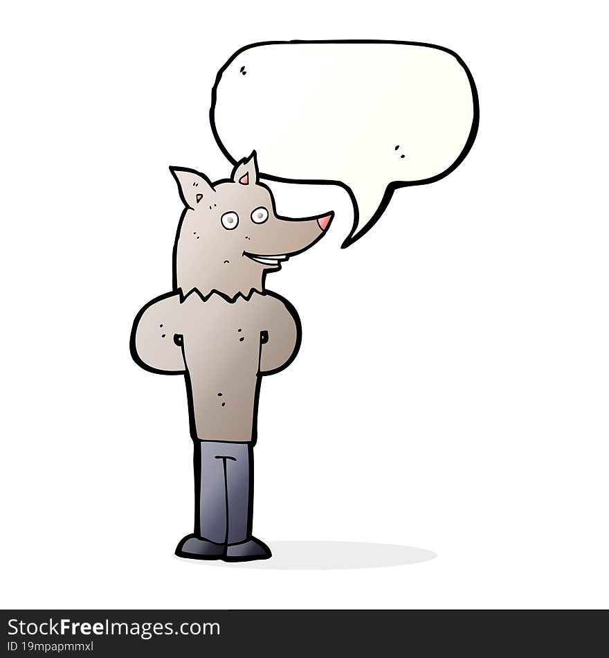 Cartoon Wolf Man With Speech Bubble