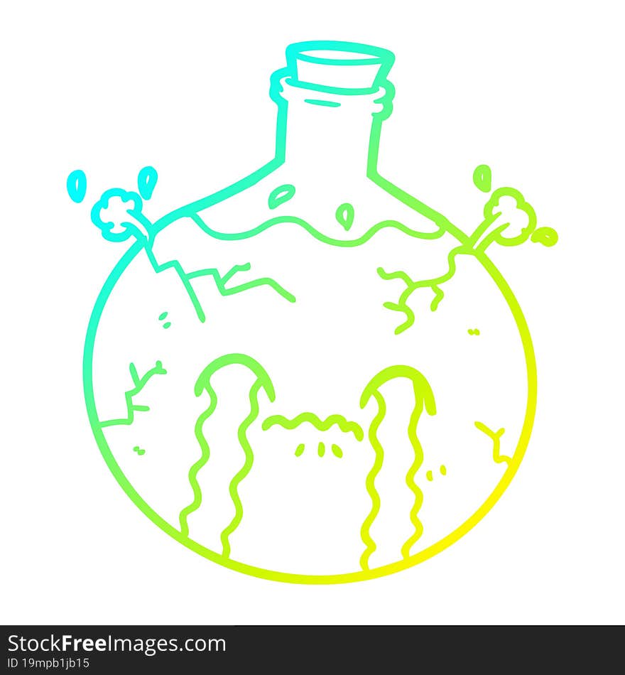 cold gradient line drawing cartoon cracking potion