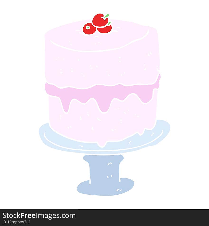 flat color illustration of a cartoon cake