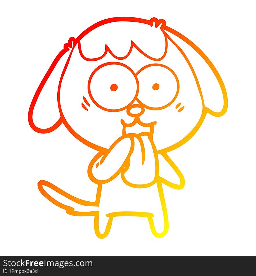 Warm Gradient Line Drawing Cute Cartoon Dog